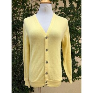 Pinaccle grandpa style button down canary yellow cardigan sweater